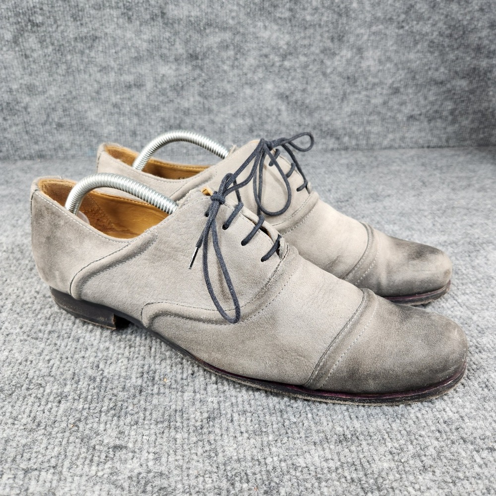 Billy Reid Oxford Shoes Mens Gray Suede Cap Toe Made in Italy Size 9